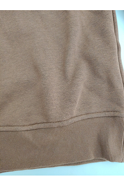 Dámská hnědá bavlněná mikina s kapucí oversized Velikost S | Unimoda | obrázek 3