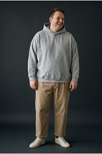 Šedá Bavlněná Oversized Mikina S Kapucí Přes Hlavu Vel. XXL