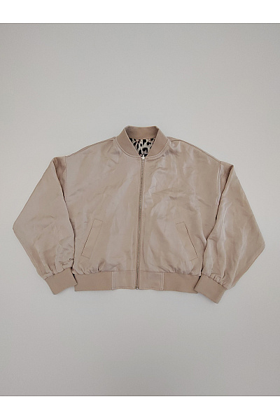 OH APRIL Béžová Bomber Bunda Oversize Oboustranná Vel. S