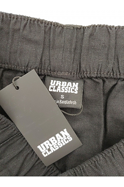 URBAN CLASSICS Dámské černé lněné široké kalhoty s vysokým pasem Vel. S | URBAN CLASSICS | obrázek 4