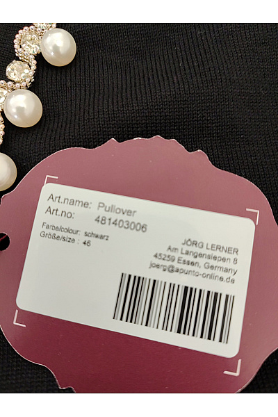 Alfredo Pauly Černá elegantní halenka s perlami a dlouhým rukávem Velikost DE 46 | Alfredo Pauly | obrázek 10