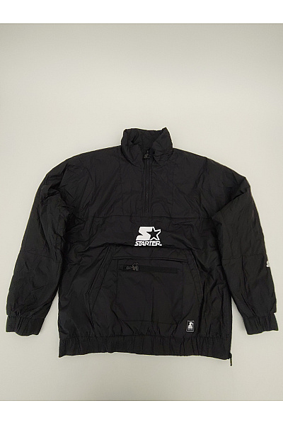 BASIX BLACK LABEL Černá Pánská Větrová Bunda Anorak Přes Hlavu S Kapsou Vpředu Velikost M
