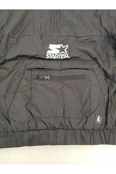 BASIX BLACK LABEL Černá pánská větrová bunda anorak přes hlavu s kapsou vpředu Velikost M | BASIX BLACK LABEL | obrázek 2