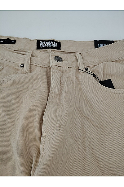 URBAN CLASSICS Pánské béžové bavlněné džíny wide leg Vel. EU 34 | URBAN CLASSICS | obrázek 4