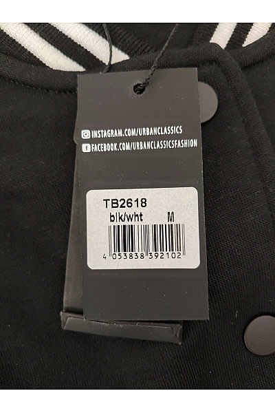 URBAN CLASSICS Černobílá bavlněná baseballová bomber bunda Vel. M | URBAN CLASSICS | obrázek 9