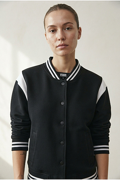 URBAN CLASSICS Černobílá Bavlněná Baseballová Bomber Bunda Vel. M