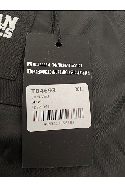 URBAN CLASSICS Pánská černá prošívaná zateplená vesta bez rukávů se zapínáním Vel. XL | URBAN CLASSICS | obrázek 7