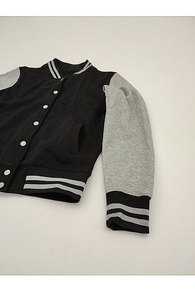 Dámská bavlněná baseballová bomber mikina černobílá Velikost L | Unimoda | obrázek 3