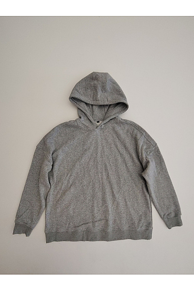 Šedá Bavlněná Oversized Mikina S Kapucí Velikost M
