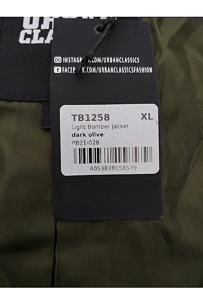 URBAN CLASSICS Pánská khaki bomber bunda se zipem Vel. XL | URBAN CLASSICS | obrázek 9