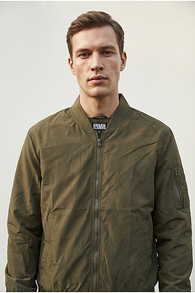 URBAN CLASSICS Pánská Khaki Bomber Bunda Se Zipem Vel. XL