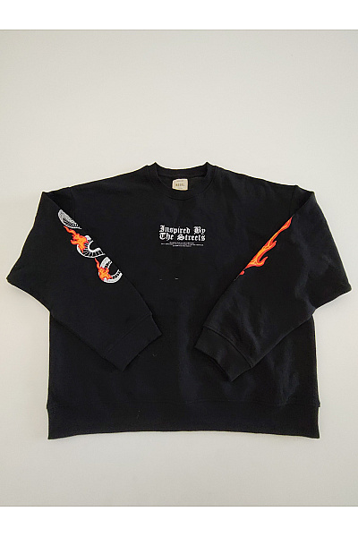 Rebel Redefined Černá Pánská Mikina S Potiskem A Dlouhým Rukávem Streetwear Vel. L
