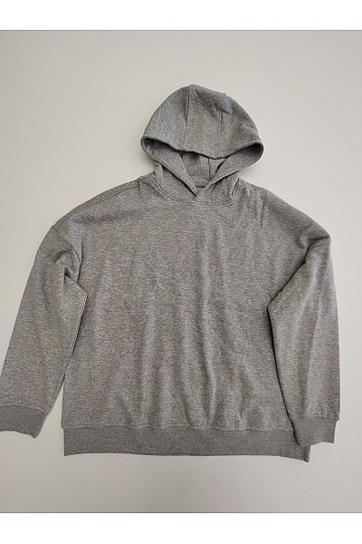 Pánská šedá Bavlněná Mikina S Kapucí Přes Hlavu Oversized Velikost EU S
