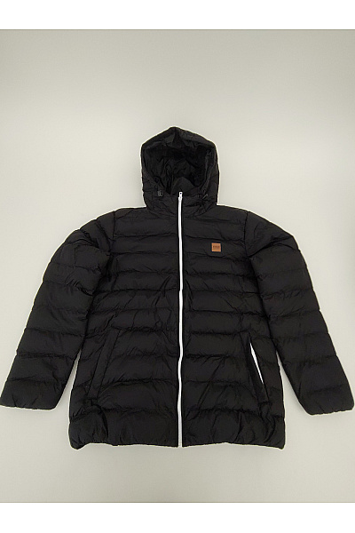 URBAN CLASSICS Pánská černá Prošívaná Zimní Bunda S Kapucí Se Zipem Velikost XL