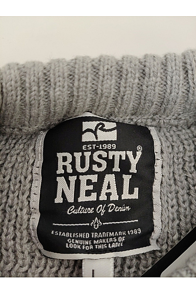 RUSTY NEAL Šedý pletený pulovr s dlouhým rukávem basic Velikost L | RUSTY NEAL | obrázek 4