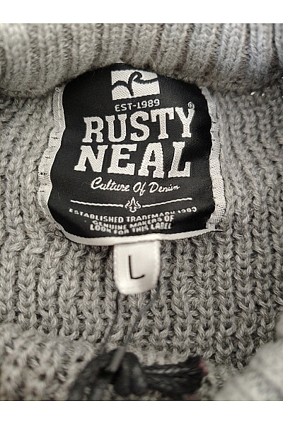 RUSTY NEAL Šedý pletený pulovr s dlouhým rukávem basic Velikost L | RUSTY NEAL | obrázek 5