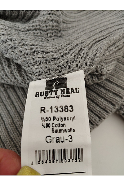 RUSTY NEAL Šedý pletený pulovr s dlouhým rukávem basic Velikost L | RUSTY NEAL | obrázek 6