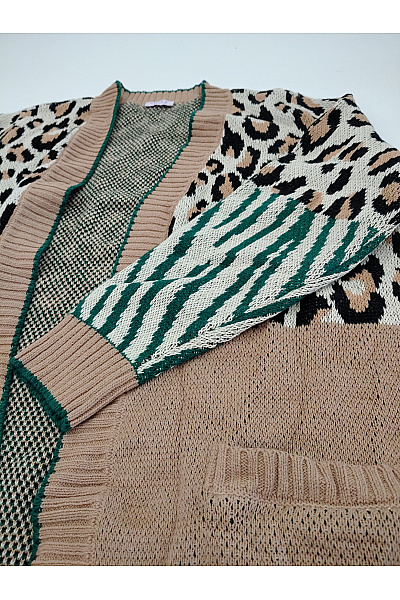 curvy me Barevný pletený kardigan s leopardím vzorem Velikost IT 42 | curvy me | obrázek 5