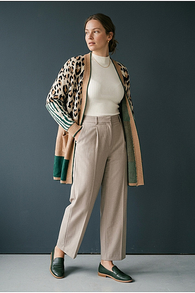 Curvy Me Barevný Pletený Kardigan S Leopardím Vzorem Velikost IT 42