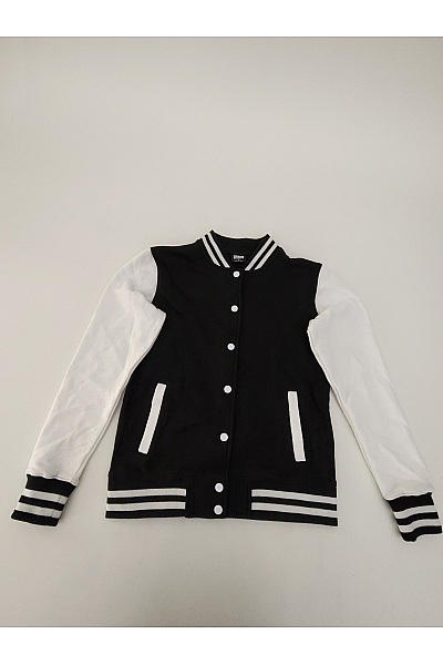 URBAN CLASSICS Černobílá Bavlněná Baseballová Bomber Bunda Velikost L