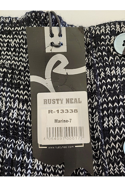 RUSTY NEAL Pánský černobílý pletený pulovr se stojáčkem na knoflíky Velikost 7 | RUSTY NEAL | obrázek 8