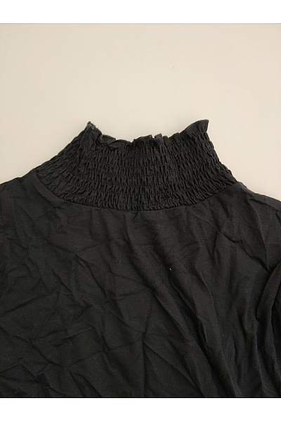 Černá elegantní halenka s dlouhým rukávem a stojáčkem Velikost EU 48 | Unimoda | obrázek 4