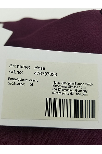 HELENA VERA Fialové dámské společenské kalhoty rovné s kapsami Velikost DE 46 | HELENA VERA | obrázek 5