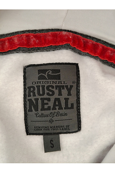 RUSTY NEAL Bílá bavlněná pánská mikina s kapucí a potiskem Vel. S | RUSTY NEAL | obrázek 8