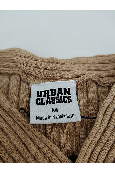 URBAN CLASSICS Béžové pletené šaty s dlouhým rukávem žebrované bodycon Velikost M | URBAN CLASSICS | obrázek 5