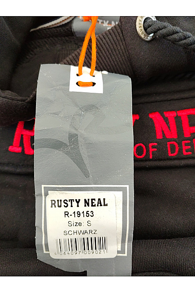 RUSTY NEAL Černá bavlněná pánská mikina s kapucí a klokaní kapsou Vel. S | RUSTY NEAL | obrázek 9