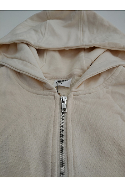 URBAN CLASSICS Béžová bavlněná mikina na zip s kapucí Vel. S | URBAN CLASSICS | obrázek 3