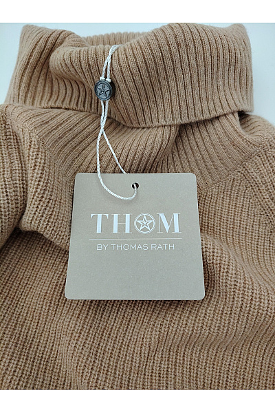 THOM By Thomas Rath Béžový dámský rolák pletený žebrovaný pulovr Vel. DE 50 | THOM By Thomas Rath | obrázek 5