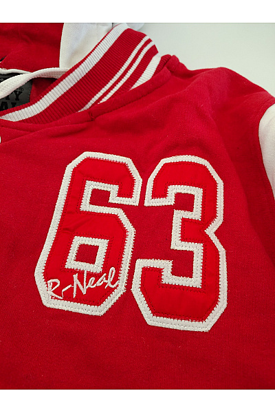 RUSTY NEAL Červená pánská varsity mikina s kapucí a potiskem Vel. L | RUSTY NEAL | obrázek 5