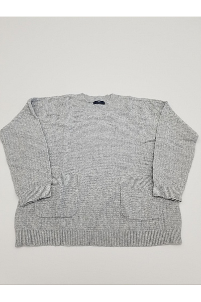 Fiora Blue Šedý Pletený Oversized Pulovr S Kapsami Vel. IT 42