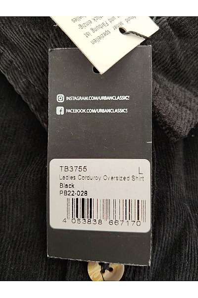 URBAN CLASSICS Dámská černá bavlněná košile s dlouhým rukávem oversized Vel. L | URBAN CLASSICS | obrázek 7