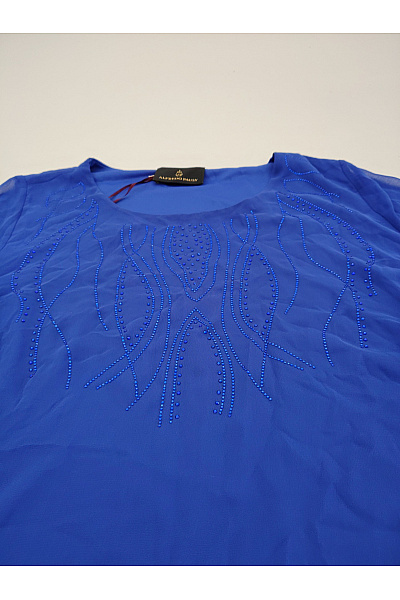 Alfredo Pauly Modrá elegantní společenská halenka s 3/4 rukávem a kamínky Vel. DE 40 | Alfredo Pauly | obrázek 6