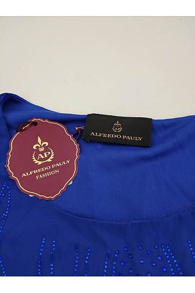 Alfredo Pauly Modrá elegantní společenská halenka s 3/4 rukávem a kamínky Vel. DE 40 | Alfredo Pauly | obrázek 7
