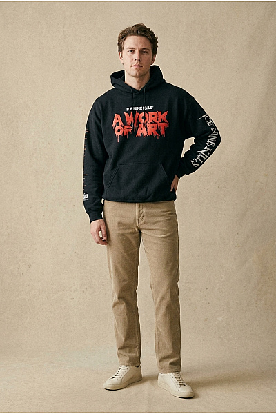 Gildan Černá Pánská Mikina S Kapucí A Potiskem Streetwear Vel. XXL