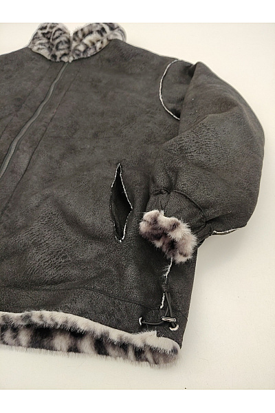 PFEFFINGER Černá zimní bunda s leopardím vzorem oversize Vel. DE 42 | PFEFFINGER | obrázek 2
