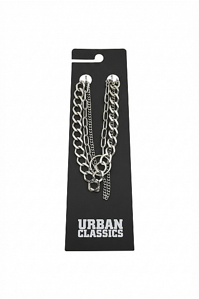 URBAN CLASSICS Stříbrný Vrstvený řetízkový Náhrdelník