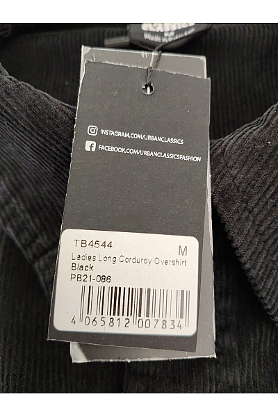 URBAN CLASSICS Černá manšestrová košilová bunda oversize Vel. M | URBAN CLASSICS | obrázek 7