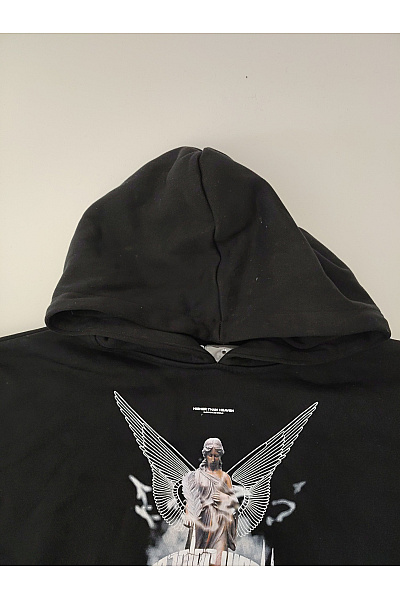 MJGONZALES Černá pánská mikina s kapucí a potiskem streetwear Velikost M | MJGONZALES | obrázek 4