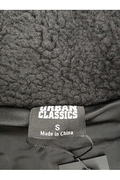 URBAN CLASSICS Černá plyšová bunda s kapucí se zipem Velikost S | URBAN CLASSICS | obrázek 7