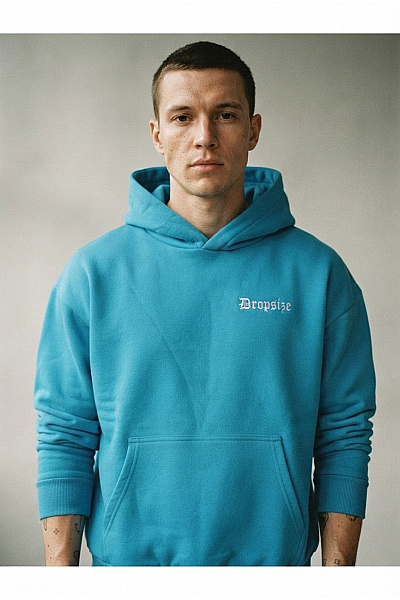 Dropsize Modrá Bavlněná Pánská Mikina S Kapucí A Klokaní Kapsou Vel. M