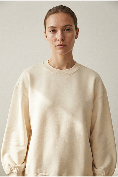 URBAN CLASSICS Béžová Bavlněná Oversized Mikina Bez Potisku Velikost S