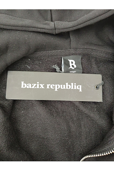 Bazixrepubliq Pánská černá bavlněná mikina na zip s kapucí a klokaní kapsou Vel. S | Bazixrepubliq | obrázek 6