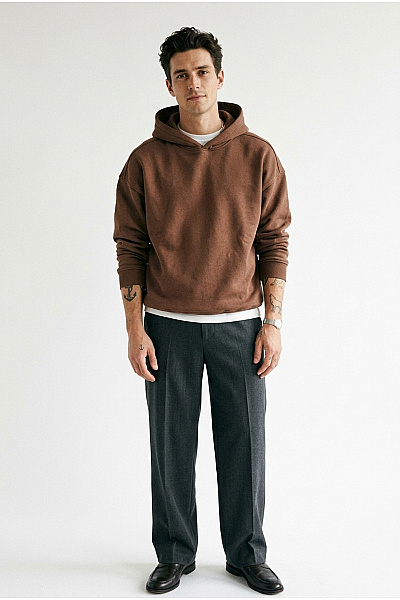 Pánská Hnědá Oversized Mikina S Kapucí Velikost S