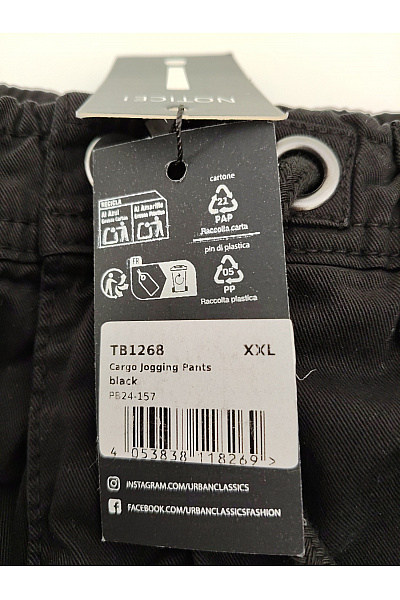 URBAN CLASSICS Černé bavlněné cargo tepláky s kapsami na stehnech Velikost XXL | URBAN CLASSICS | obrázek 6