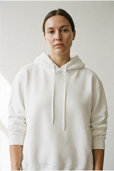 Bílá Dámská Bavlněná Mikina S Kapucí Oversized Velikost XL