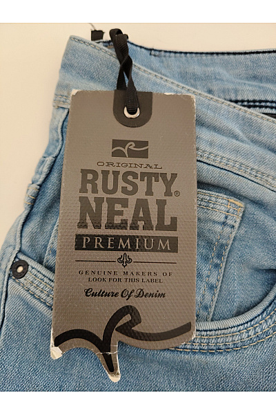 RUSTY NEAL Pánské modré bavlněné džíny rovné seprané klasické Vel. W:34 L:34 | RUSTY NEAL | obrázek 6